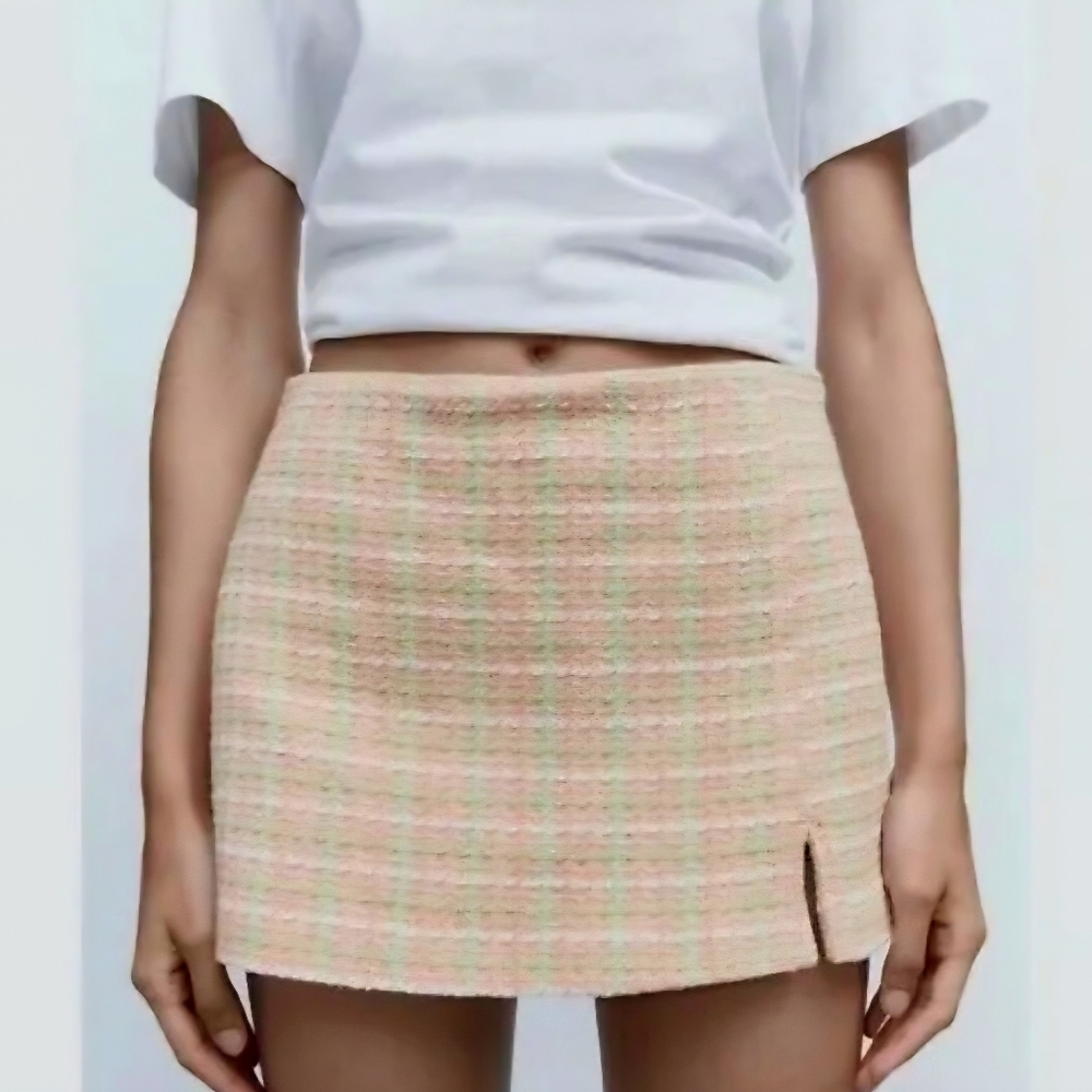 Zara Plaid Mini Skort with Slit